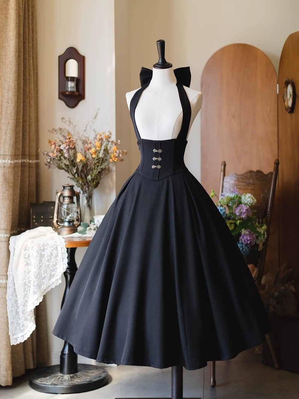 Forest Wardrobe Vintage Lolita Fishbone Halter Skirt